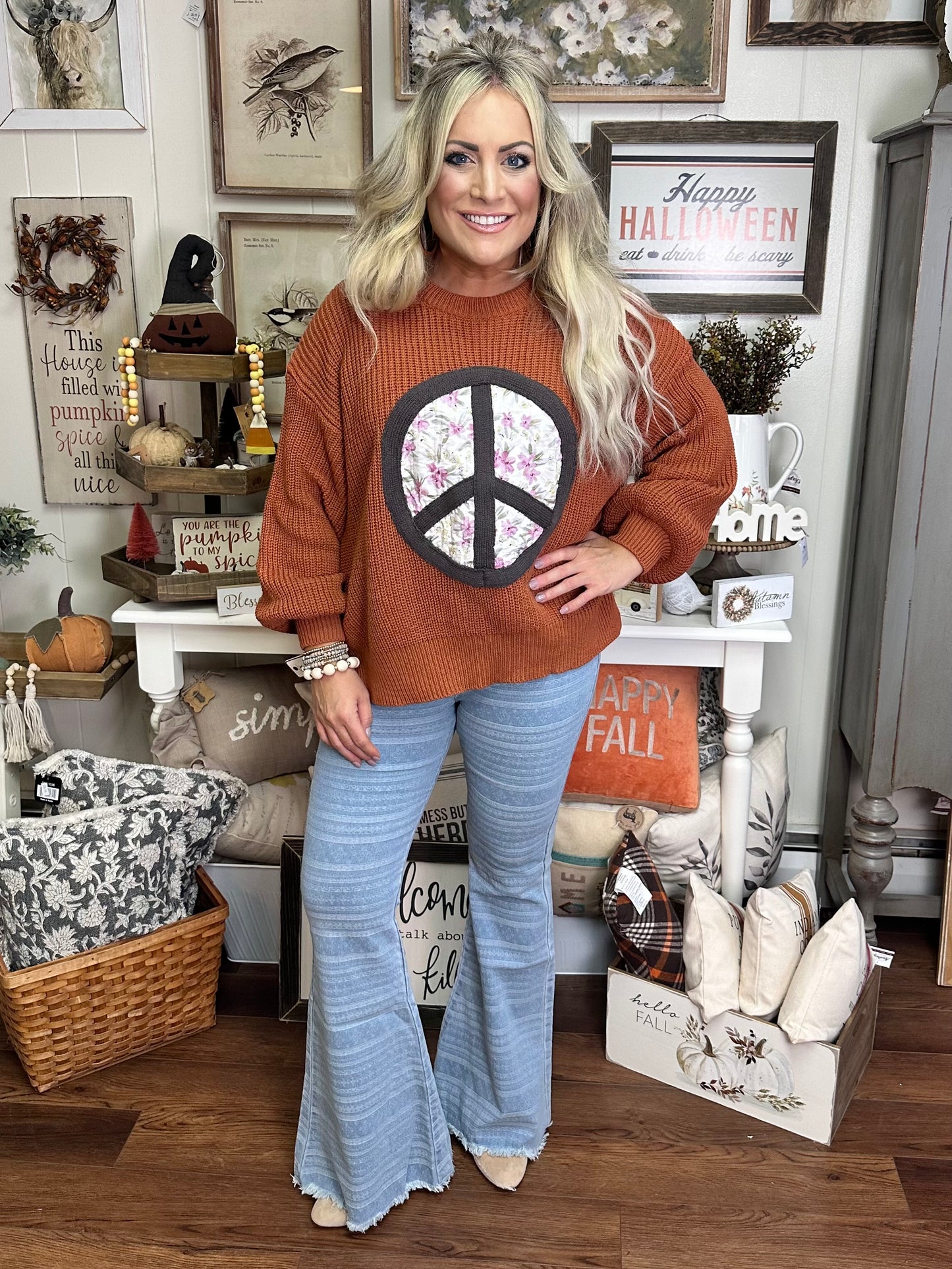 Brown peace sweater