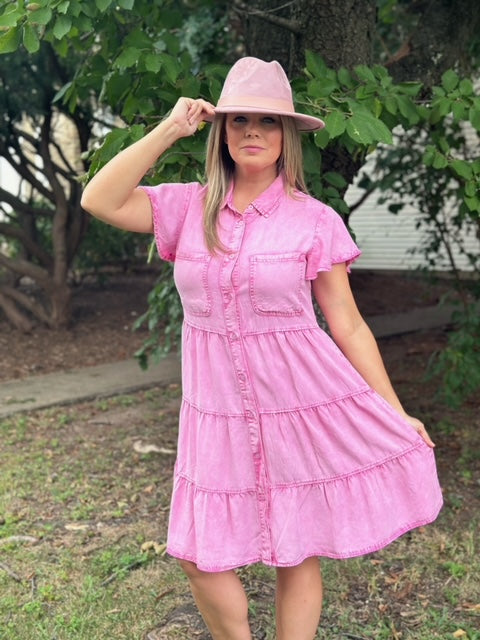 Pink Denim Dress